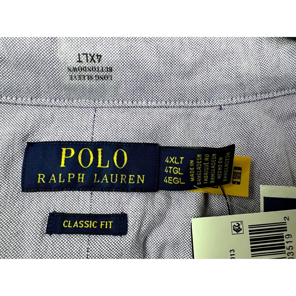 Polo Ralph Lauren Men 4XLT Classic Fit Oxford Shirt Purple Long Sleeve Button DW